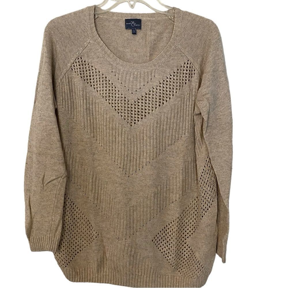 Market & Spruce Yuna Chevron Pointelle knit sweater